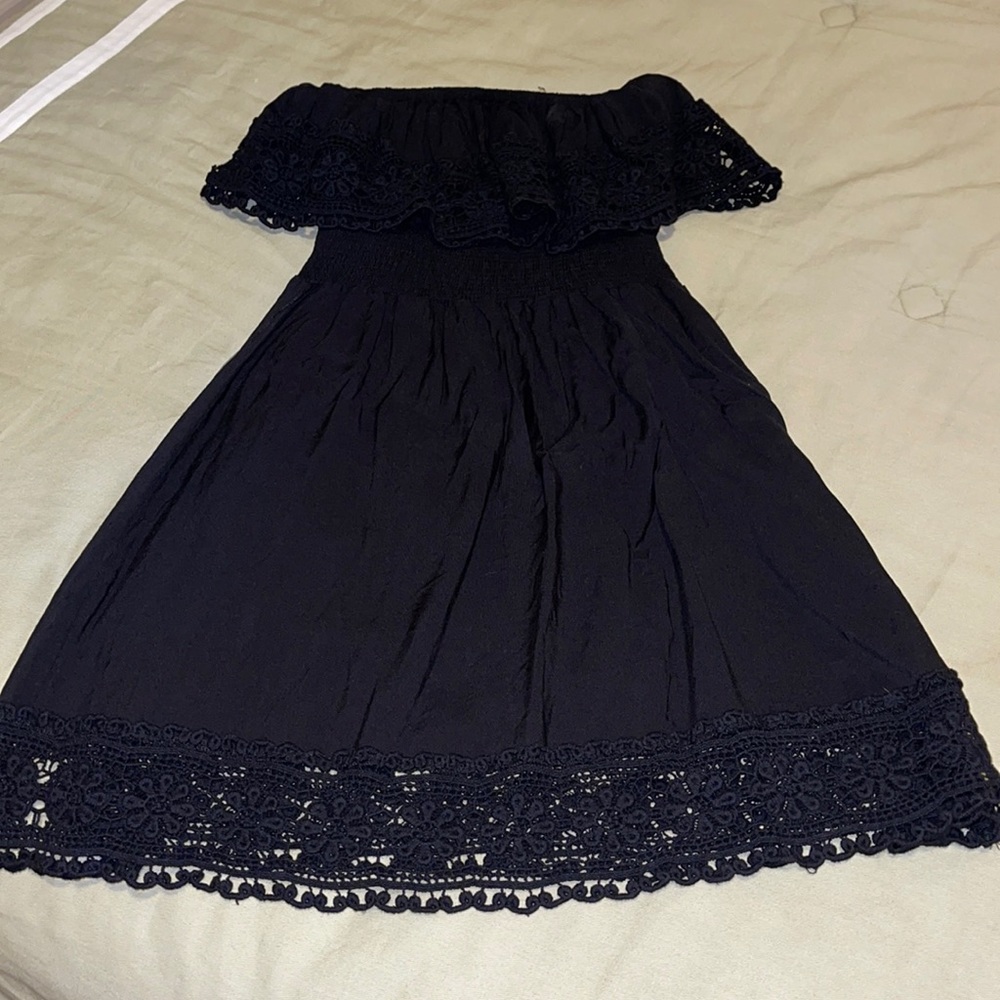 Strapless Crochet- Lace Trim Dress
